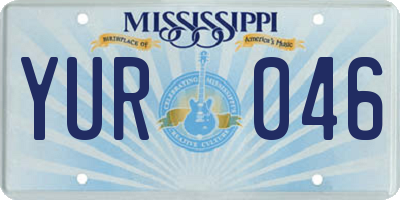 MS license plate YUR046
