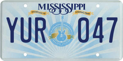 MS license plate YUR047