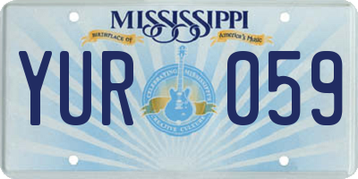 MS license plate YUR059