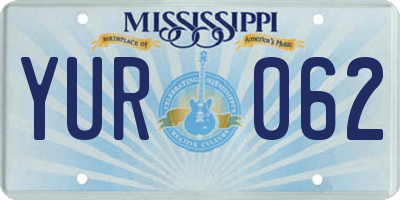 MS license plate YUR062