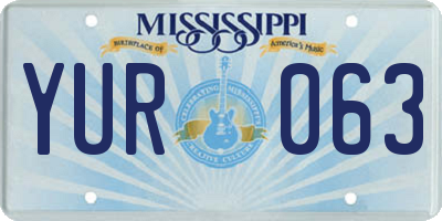 MS license plate YUR063