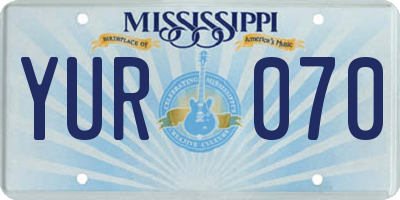 MS license plate YUR070