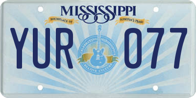 MS license plate YUR077