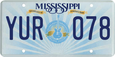MS license plate YUR078