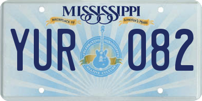 MS license plate YUR082