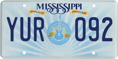 MS license plate YUR092