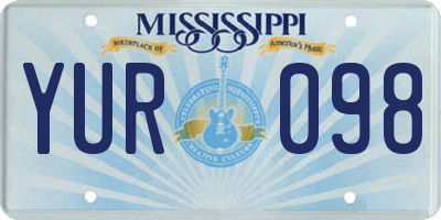 MS license plate YUR098