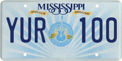 MS license plate YUR100