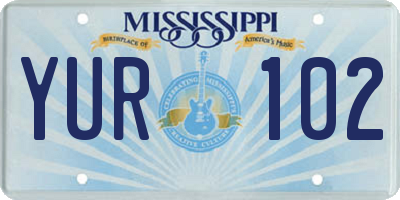 MS license plate YUR102