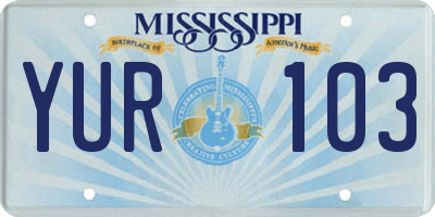 MS license plate YUR103