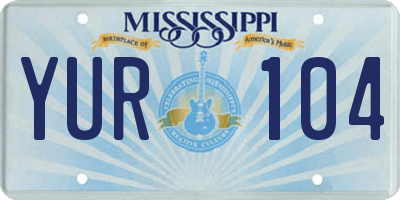 MS license plate YUR104