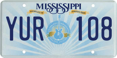 MS license plate YUR108