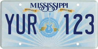 MS license plate YUR123