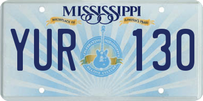 MS license plate YUR130
