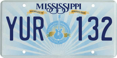 MS license plate YUR132