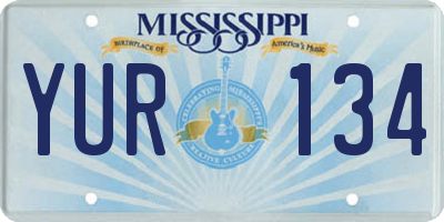 MS license plate YUR134