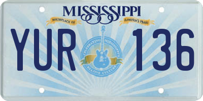 MS license plate YUR136