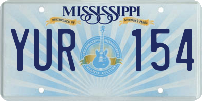MS license plate YUR154