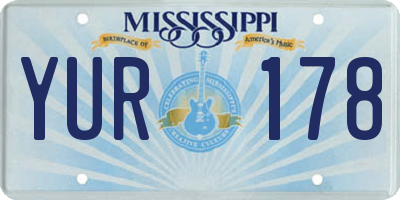 MS license plate YUR178