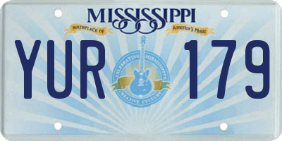 MS license plate YUR179