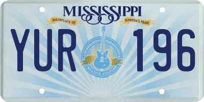 MS license plate YUR196