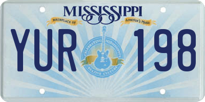 MS license plate YUR198