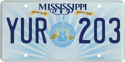 MS license plate YUR203