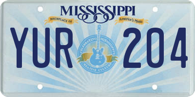 MS license plate YUR204