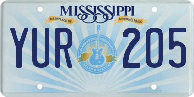 MS license plate YUR205