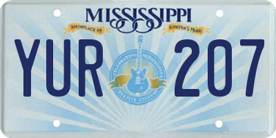 MS license plate YUR207
