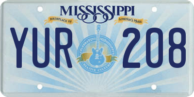 MS license plate YUR208