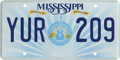 MS license plate YUR209