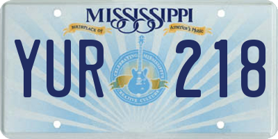 MS license plate YUR218