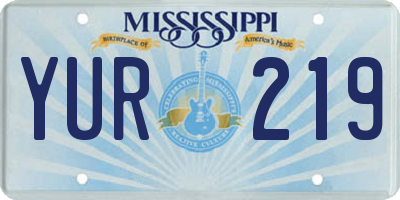 MS license plate YUR219