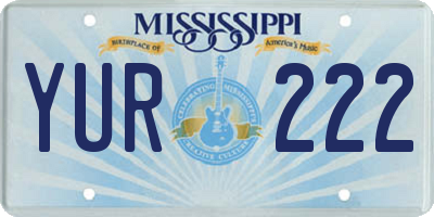 MS license plate YUR222