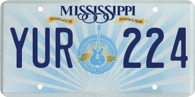 MS license plate YUR224