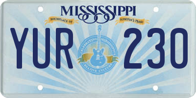MS license plate YUR230