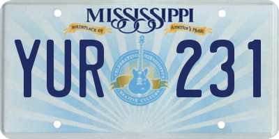 MS license plate YUR231