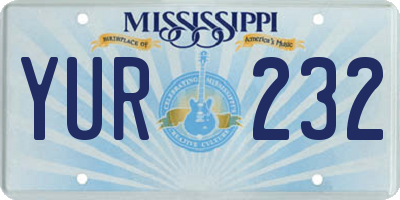 MS license plate YUR232