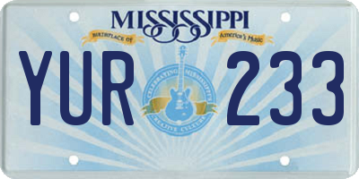 MS license plate YUR233