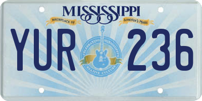 MS license plate YUR236