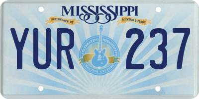 MS license plate YUR237