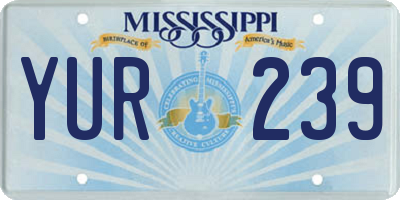 MS license plate YUR239