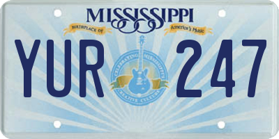 MS license plate YUR247