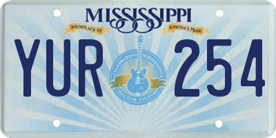MS license plate YUR254