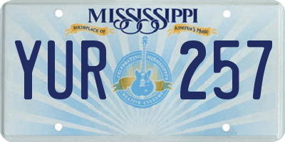MS license plate YUR257