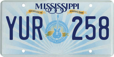 MS license plate YUR258