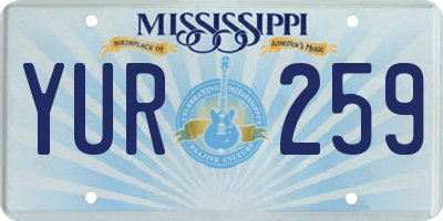 MS license plate YUR259