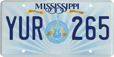 MS license plate YUR265