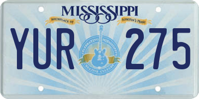 MS license plate YUR275